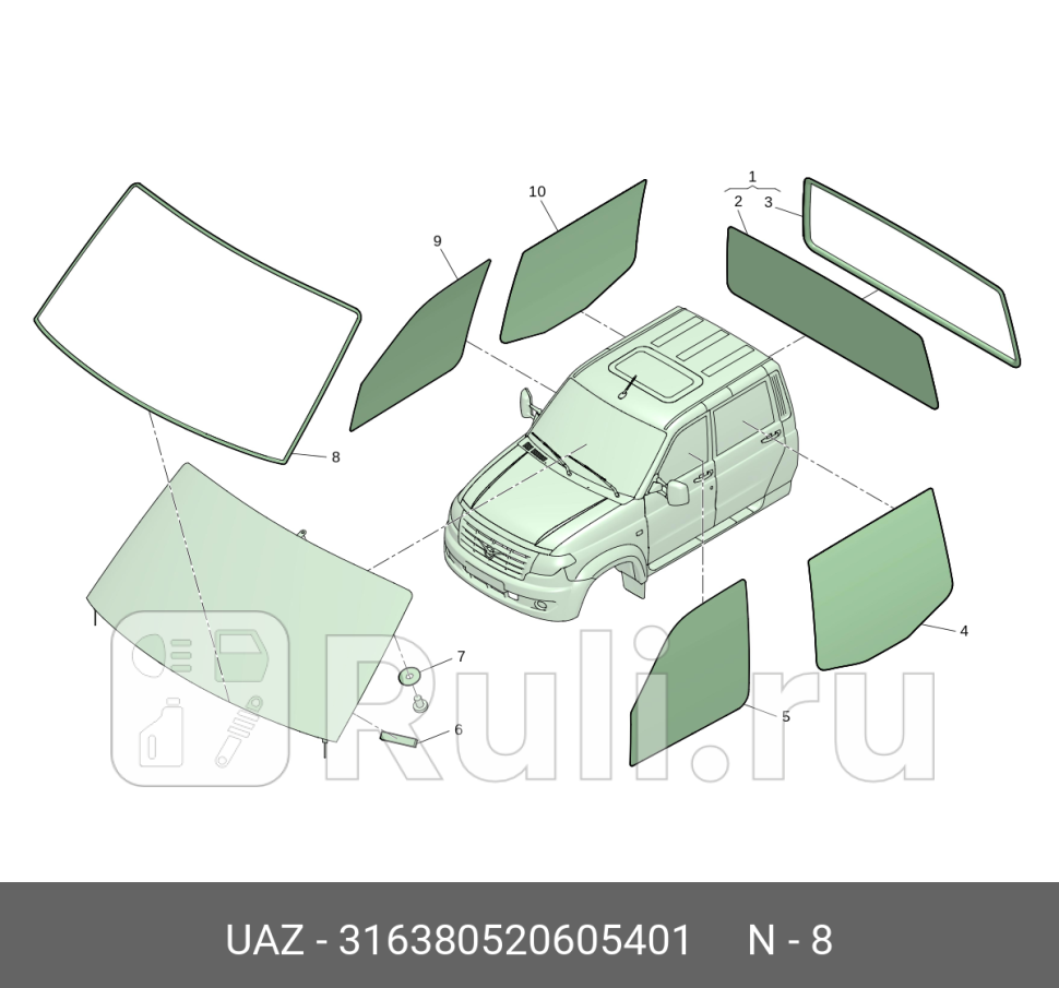 Уплотнитель лобового стекла для UAZ Patriot 2014-2021 UAZ 316380520605401 1760₽