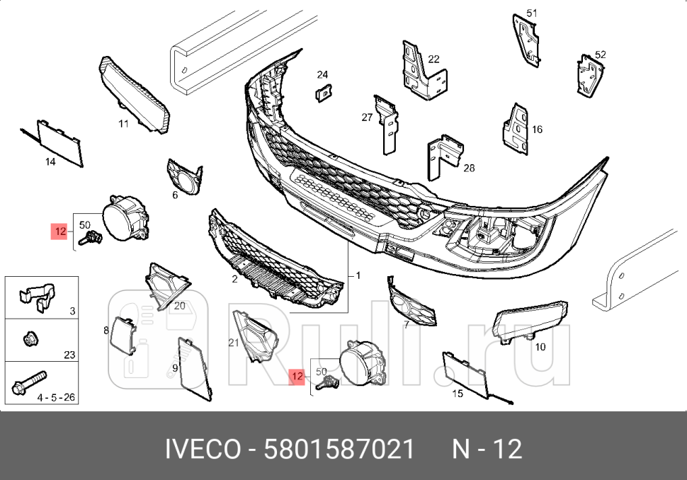 фара противотуманная леваяправая Iveco Daily 2014 IVECO 5801587021 0₽