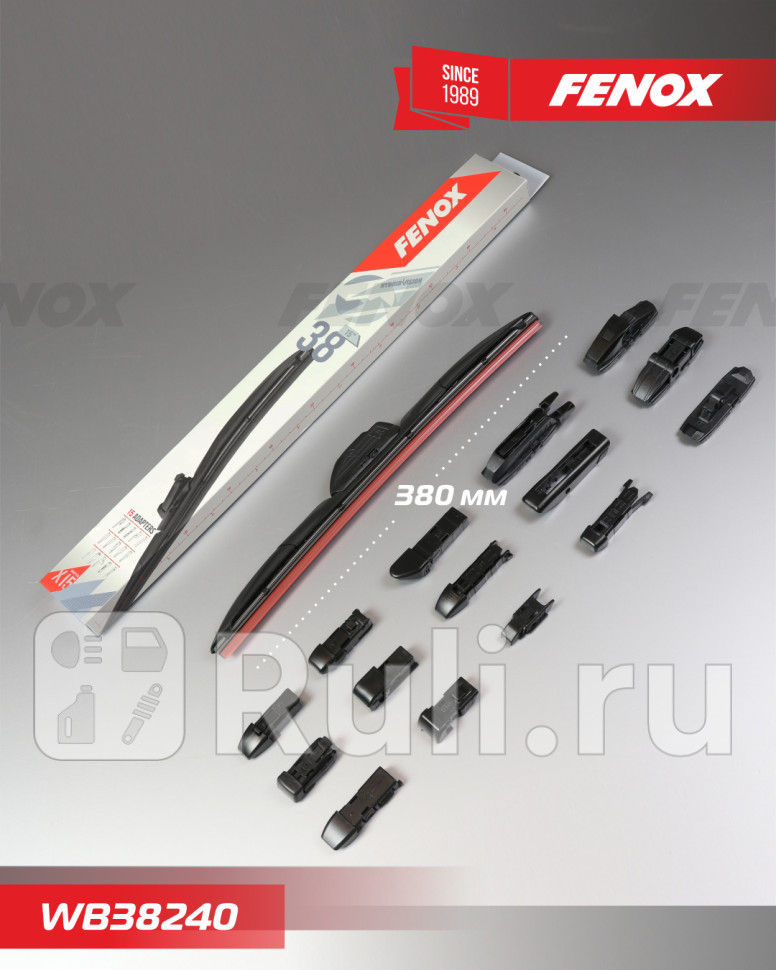 Щетка стеклоочистителя Крепление 15 в 1 38см 15 гибридная FENOX WB38240 660₽