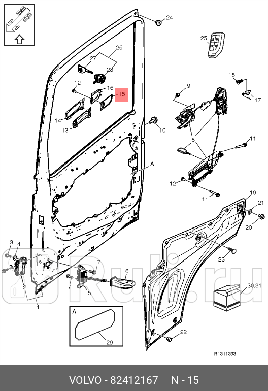 Накладка левой наружной ручки двери угловой FH4 VOLVO 82412167 450₽