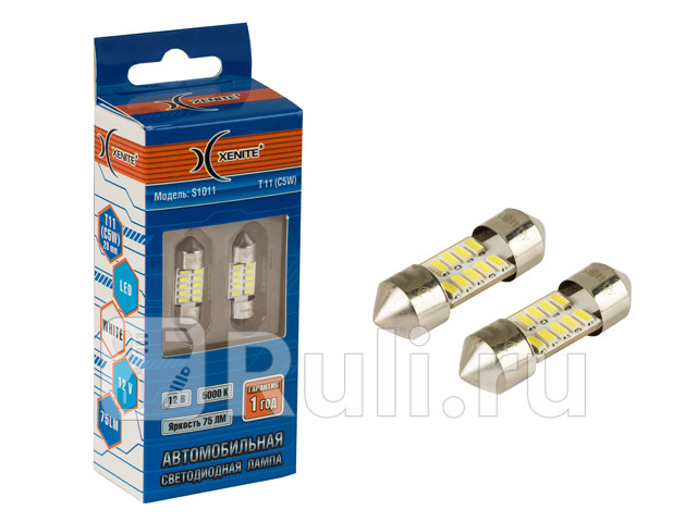 Светодиод 12 В 5 Вт салонный 28 мм белый 10 SMD 2 шт блистер Xenite XENITE 1009612 360₽