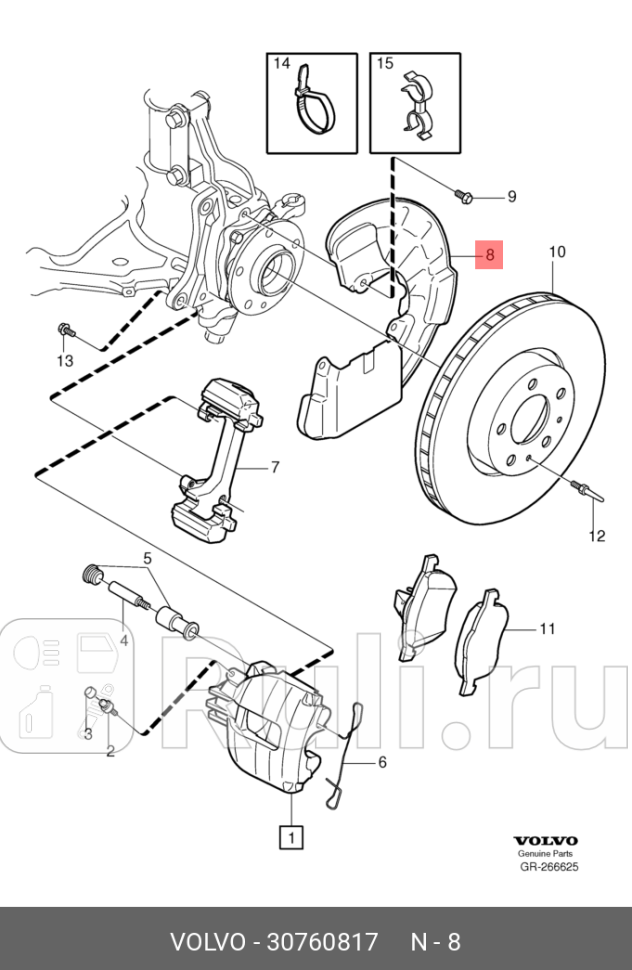 щиток диска тормозного передний правый S60S80V70XC70XC90 98-14 VOLVO 30760817 0₽