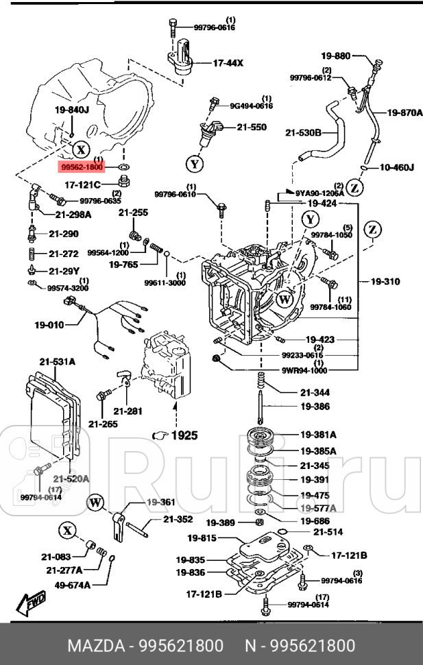 Кольцо уплотнительное медное 18х22х15 MAZDA 995621800 200₽