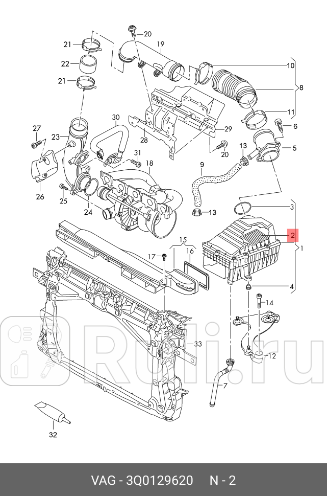 Фильтр воздушный Passat VariantAlltrack B8 Tiguan 2G VAG 3Q0129620 0₽