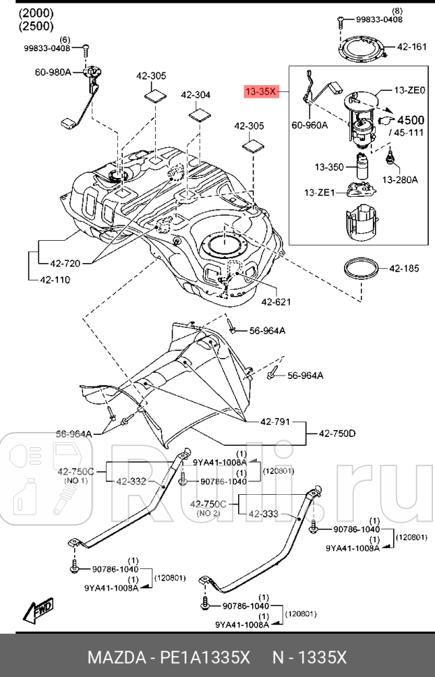 Модуль топливный MAZDA PE1A1335X 0₽
