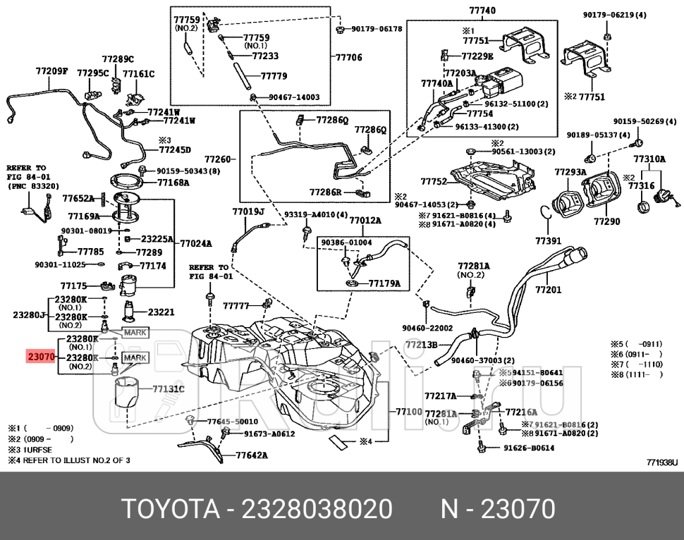регулятор давления топлива Toyota CamryHighlander 10 TOYOTA-LEXUS 23280-38020 4700₽