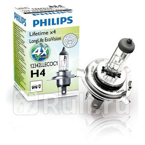 Лампа H4 6055W PHILIPS Long Life 3300K PHILIPS 12342 LLECO C1 610₽