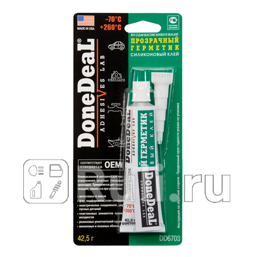 Герметик силиконовый Done Deal прозрачный 425 г Done Deal DD6703 750₽