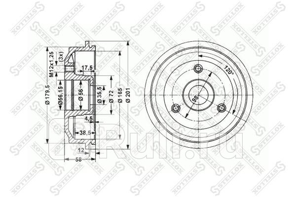 Барабан тормозной Citroen AX Peugeot 106 10-15D 86 STELLOX 6025-1901-SX 790₽