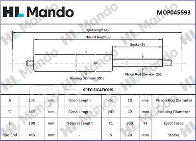 Амортизатор капота MANDO MOP045593 1480₽