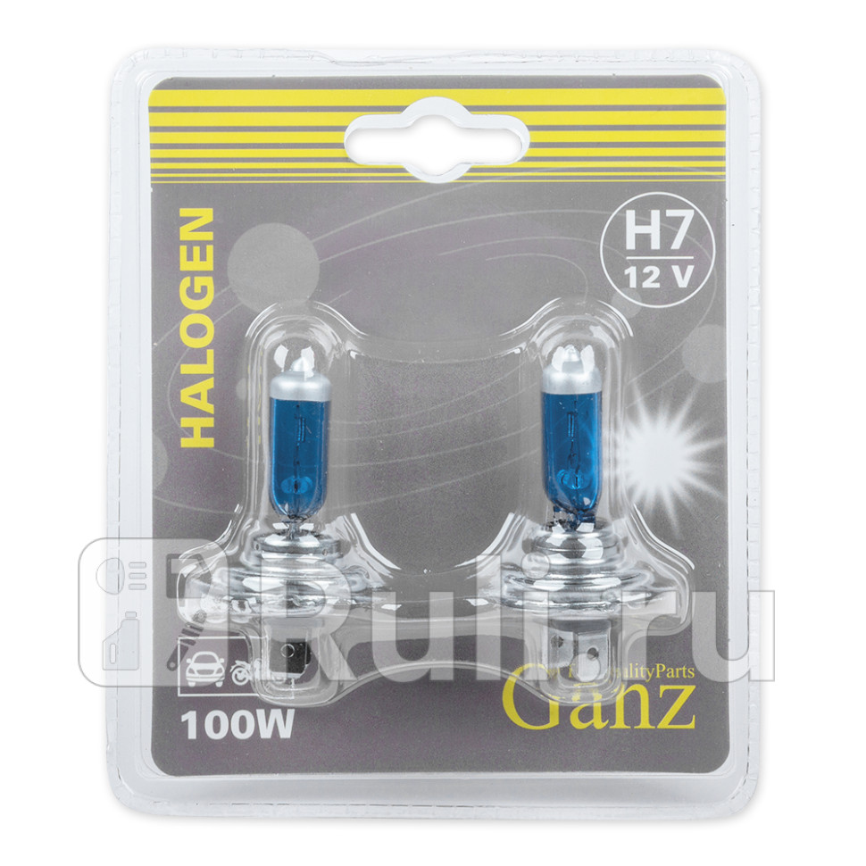 Лампа 12V H7 100W 50 PX26d 5000K 2 шт блистер GANZ GIP06057 710₽