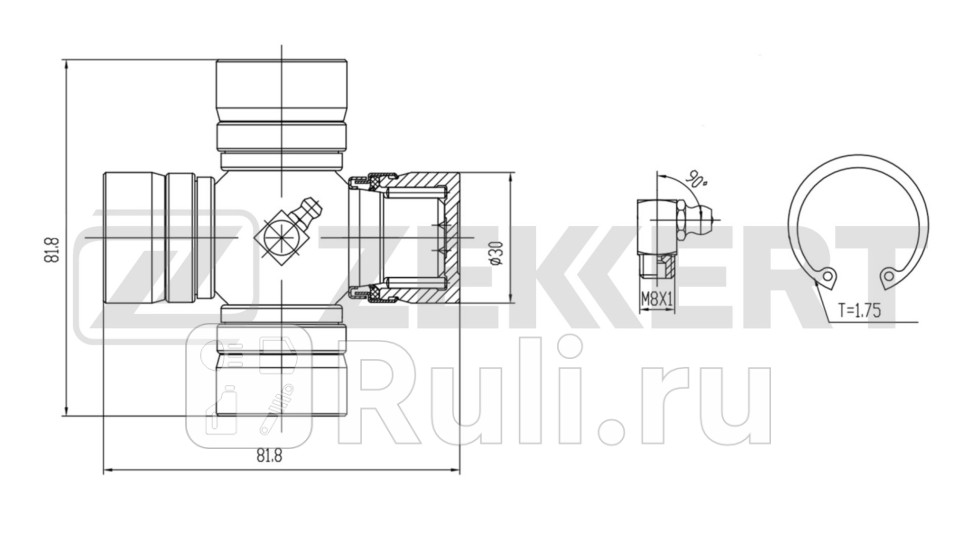 Крестовина карданного вала 30 00x81 70 Nissan Cabstar F24M F24W 06- Ford Transit VI 00- Zekkert kg-1147 1310₽