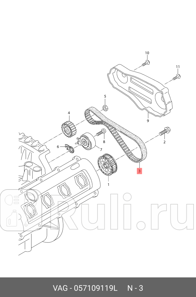 Ремень клиновой VW TOUAREG 2010-2018 VAG 057109119L 0₽