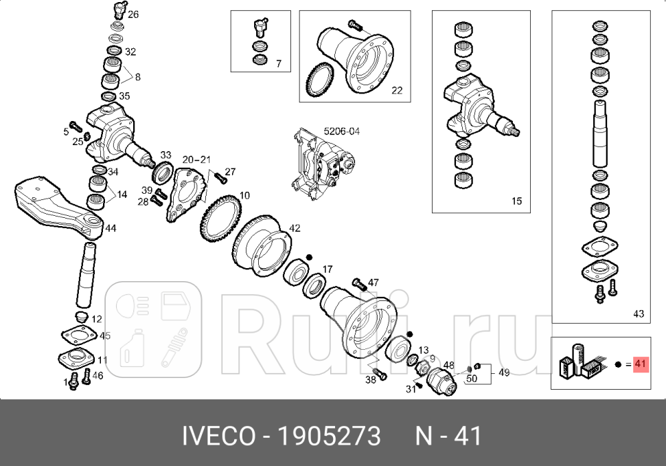 рк ступицы полный перед без сальников 2 подшипника Iveco EuroTechStralis IVECO 1905273 0₽