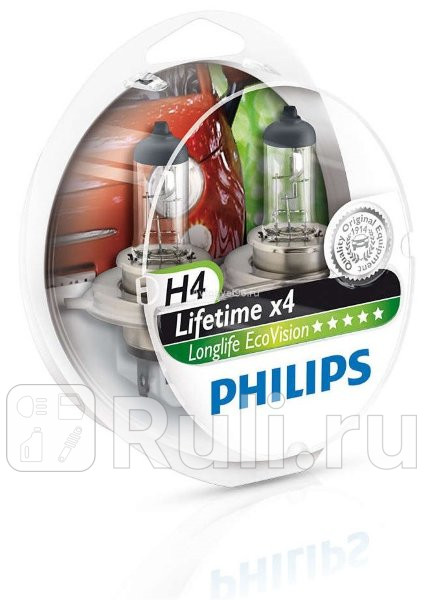 Лампа H4 6055W PHILIPS Long Life 3300K PHILIPS 12342 LLECO S2 1220₽