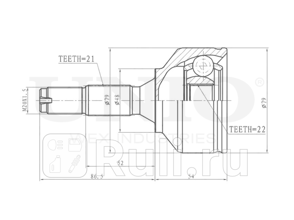 ШРУС внешний UNIO CVJ-20180 3200₽