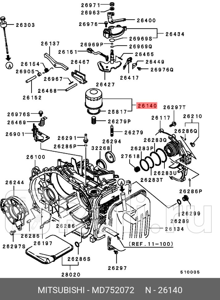 Фильтр акпп MITSUBISHI MD752072 2420₽
