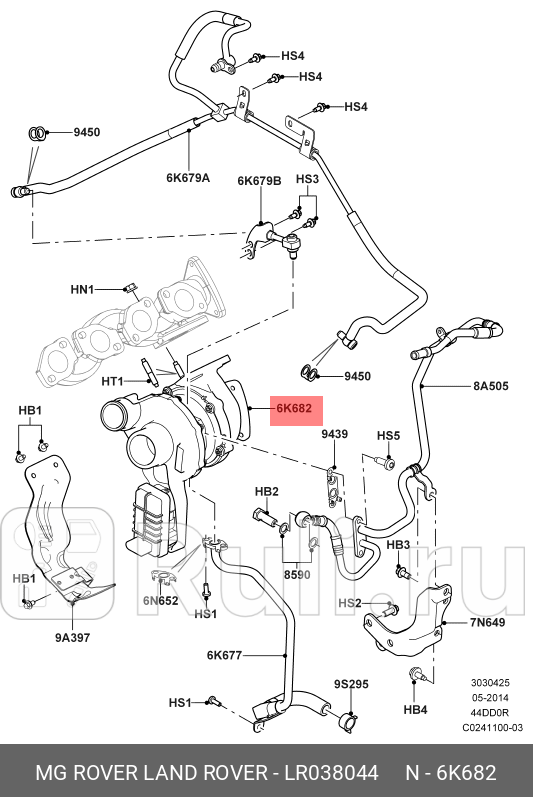 ТУРБОКОМПРЕССОР RH 44D RR13-RRS14- LAND ROVER LR038044 0₽