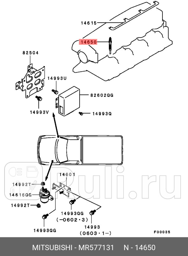 Свеча накаливания MITSUBISHI mr577131 10330₽