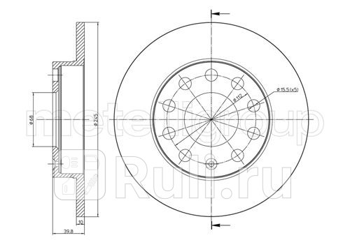 диск тормозной задний Audi A4 16-19TDi 01 Metelli 23-0748C 1840₽