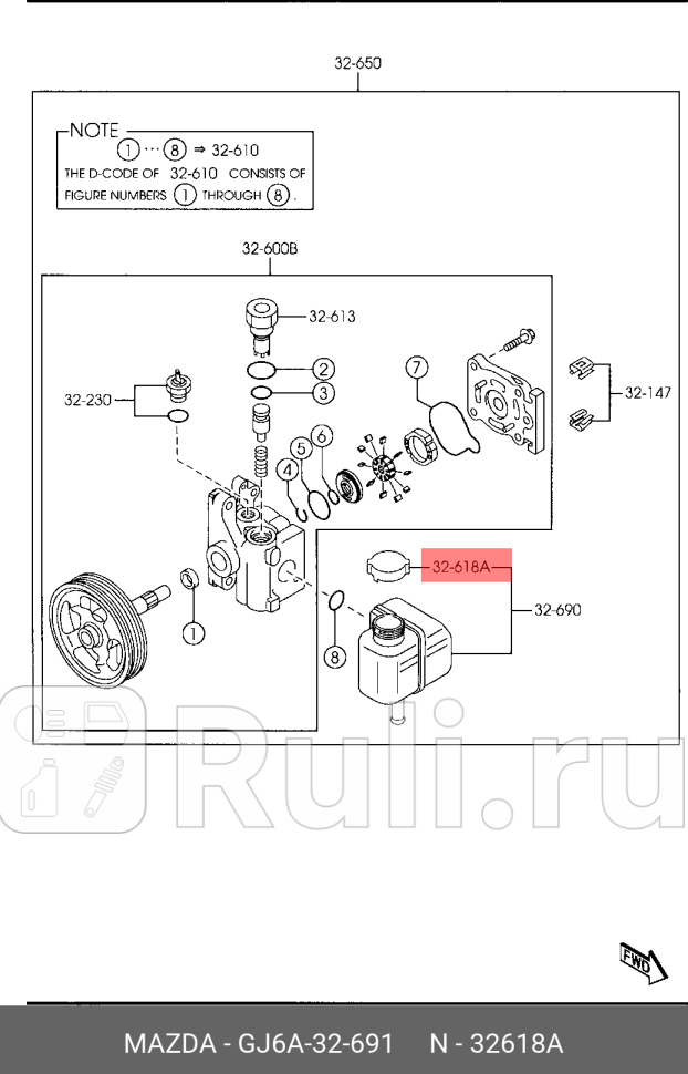 Крышка бачка гидроусилителя MAZDA GJ6A32691 2200₽