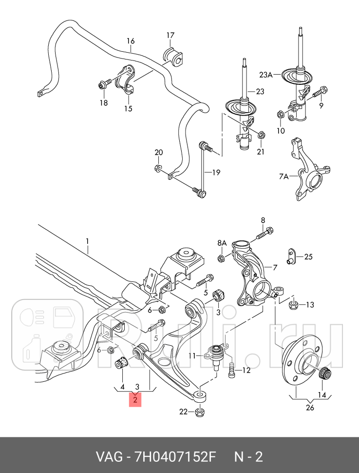 Рычаг подвески перед прав VAG 7H0407152F 0₽