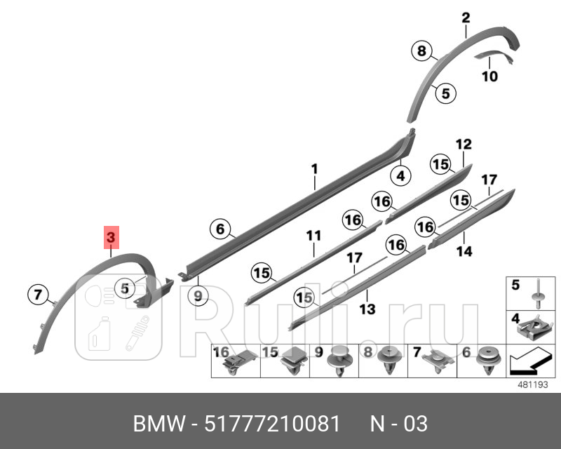 Накладка переднего крыла левого BMW 51777210081 10720₽