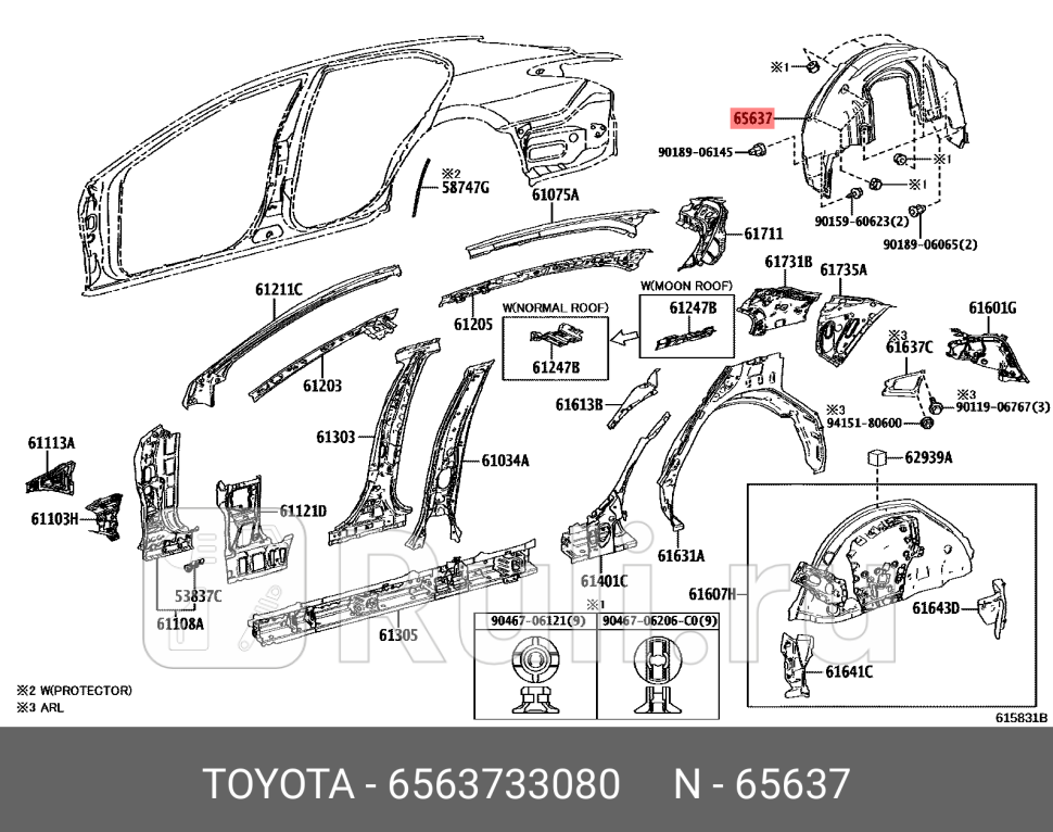 ПОДКРЫЛОК TOYOTA-LEXUS 6563733080 6250₽