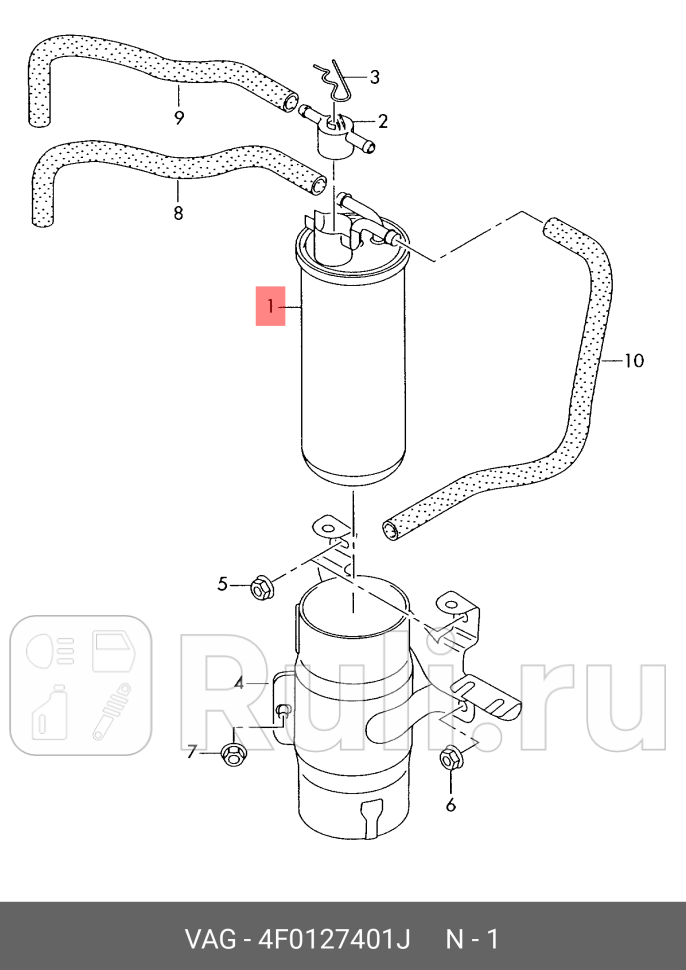 фильтр топливный Audi A6 2730TDi 04-11 VAG 4F0127401J 0₽