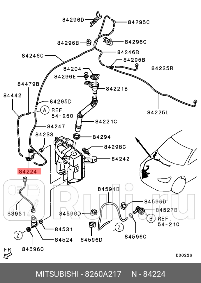Мотор стеклоомывателя MITSUBISHI 8260A217 0₽