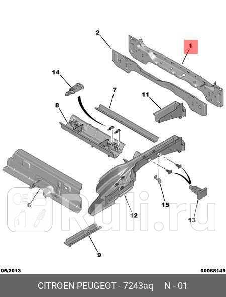Панель кузова задняя CITROEN BRLINGO B9 PEUGEOT PARTNER PSA 7243AQ 49240₽