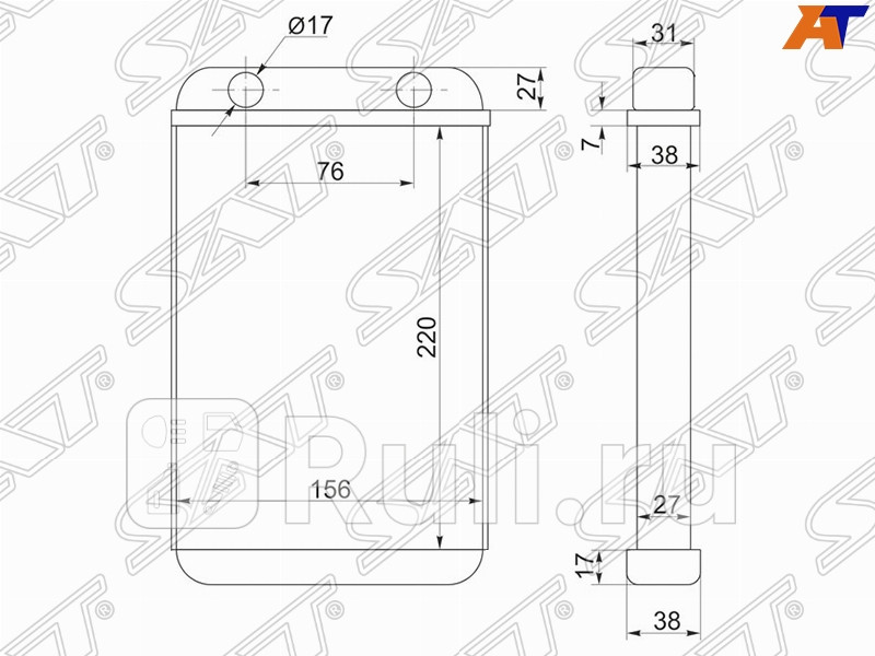 Радиатор отопителя для Toyota Land Cruiser Prado 90 1996-2002 SAT ST-TY89-395-0 2990₽