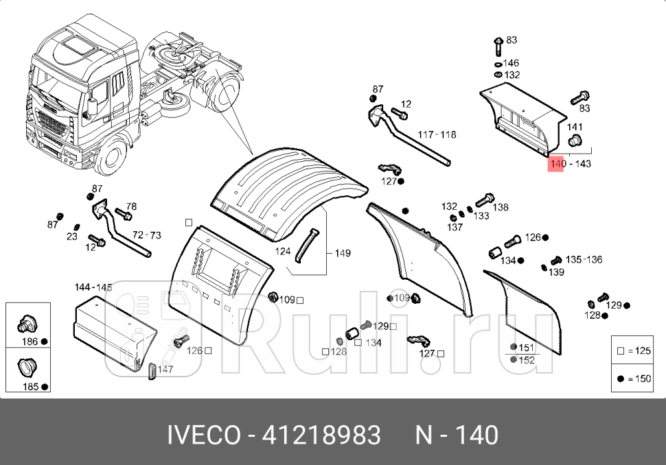 накладка крыла задняя леваяIveco Stralis IVECO 41218983 10210₽