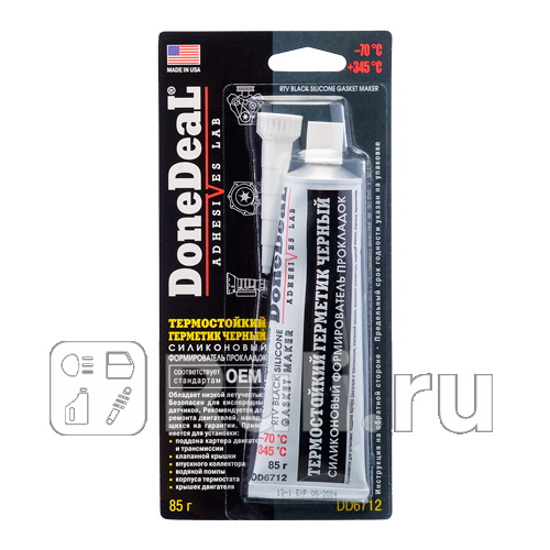 Герметик силиконовый Done Deal черный 85 г Done Deal DD6712 970₽