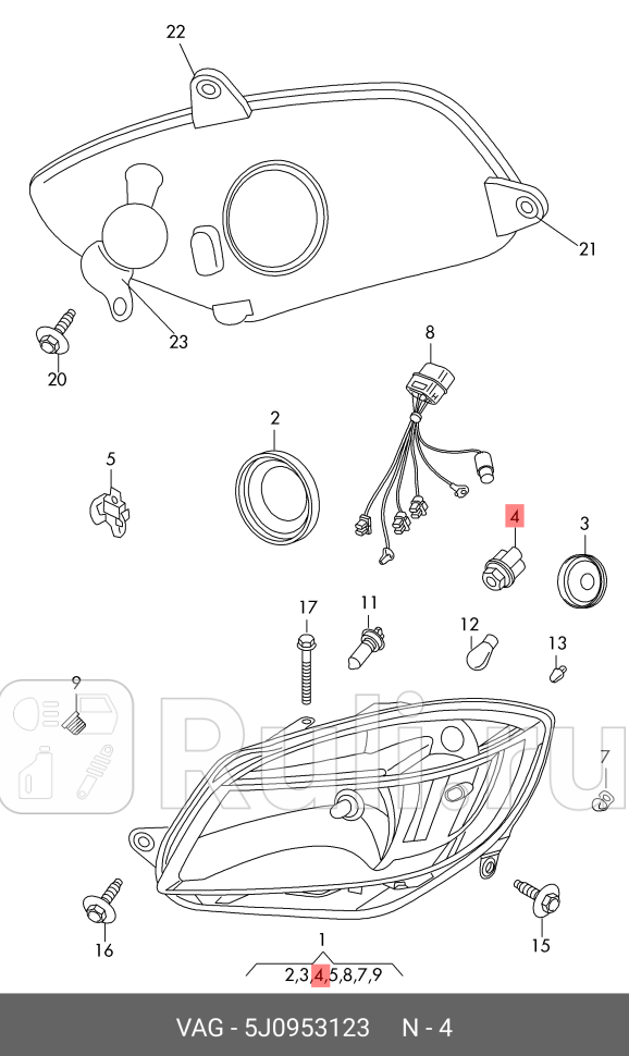 ПАТРОН НА ПОВОРТНИК В ФАРЕ VAG 5J0953123 0₽