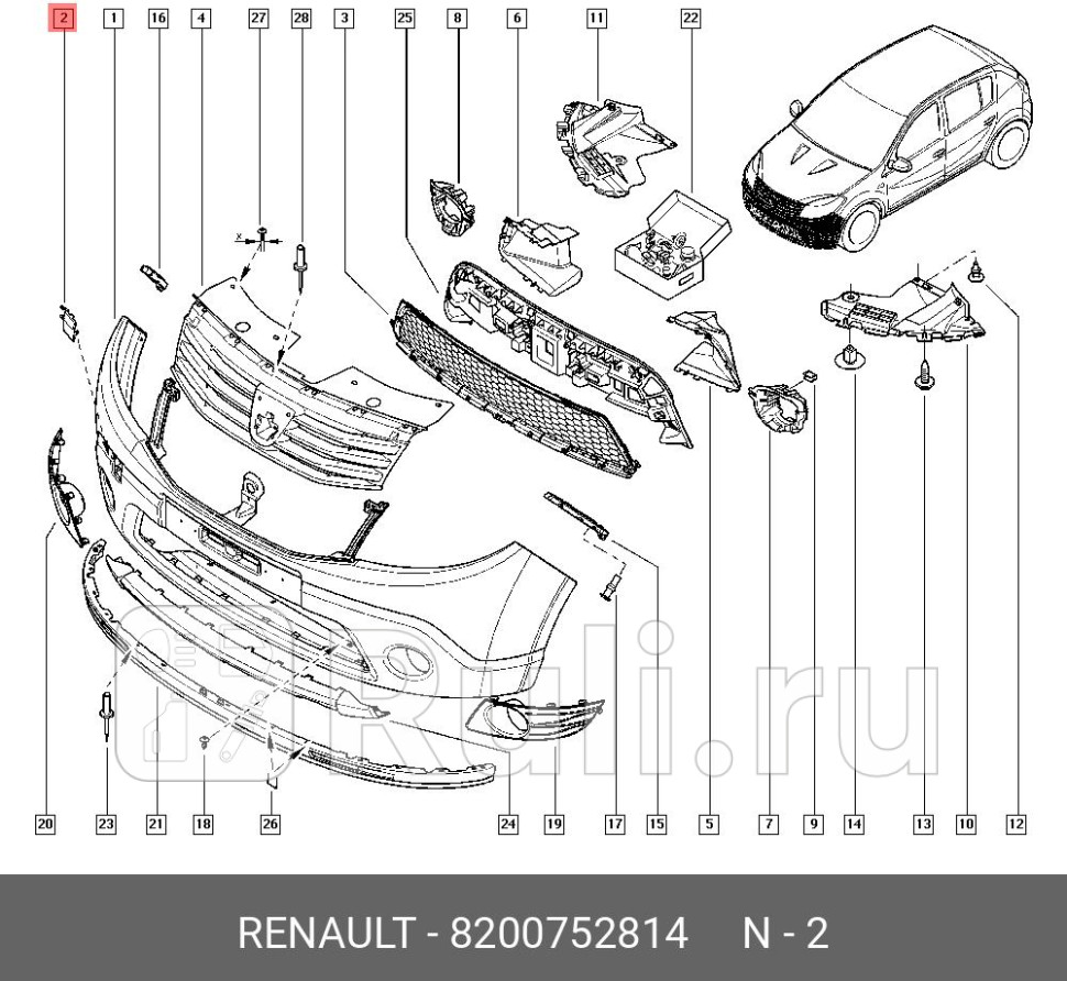 Заглушка буксировочного крюка переднего бампера для Renault Logan 1 Фаза 2 2009-2015 RENAULT 8200752814 360₽