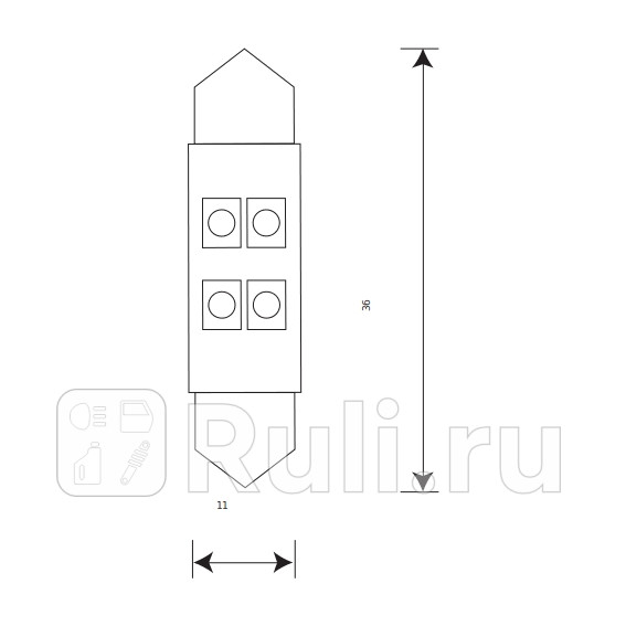 Светодиод 12 В 10 Вт салонный 36 мм белый 4 SMD 10 шт Маяк МАЯК 12T11x3638-W4SMD 110₽