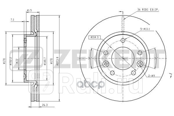 Диск торм перед Kia Carnival I II 99- Zekkert bs-5761 0₽