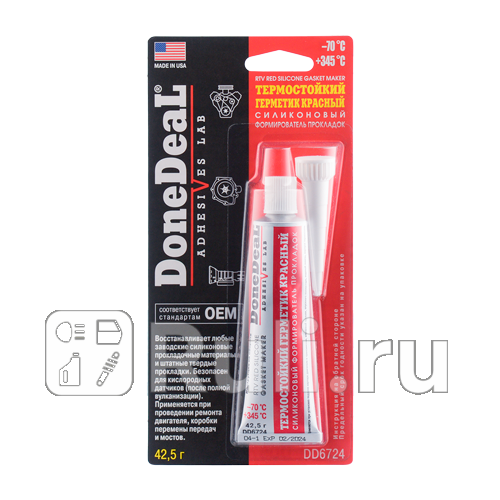 Герметик силиконовый Done Deal красный 425 г Done Deal DD6724 760₽