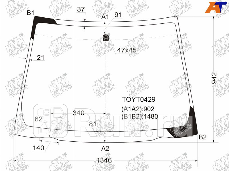 Лобовое стекло для Toyota Vitz 2010-2014 KMK TOYT0429 5640₽