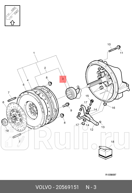 подшипник выжимной с монтажн к-том FH12 KL40D-O VOLVO 20569151 0₽