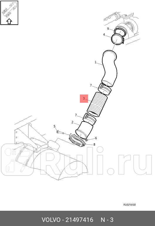 гофра глушителя D-132 L-300 FMFH VOLVO 21497416 0₽