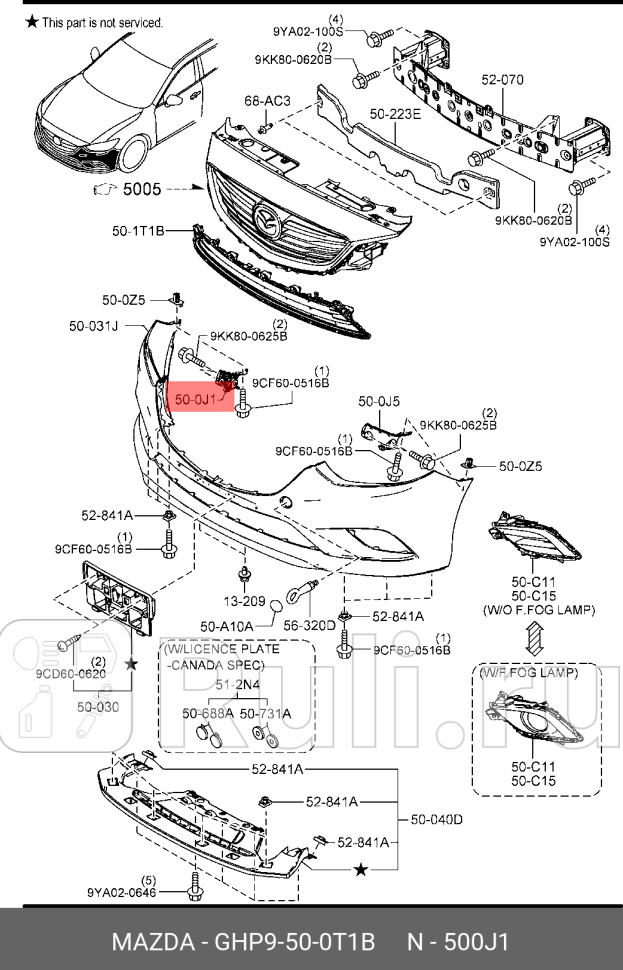 Кронштейн бампера переднего правый mazda6 gjgl MAZDA GHP9500T1B 0₽