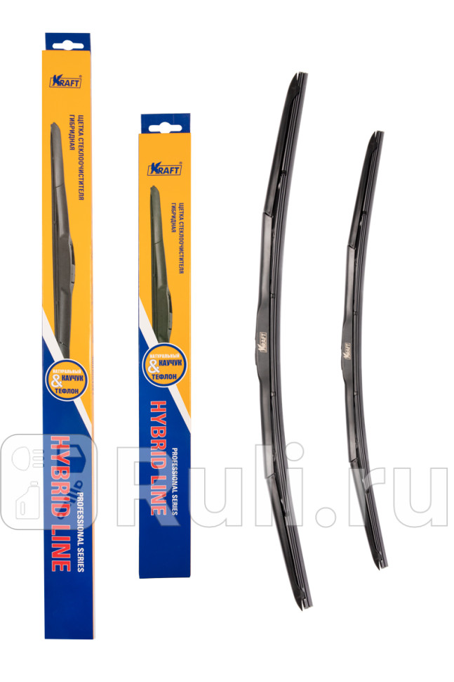 Щетка стеклоочистителя гибридная Kraft 600400 мм 2 шт 1 переходник KRAFT KT 830867 1170₽