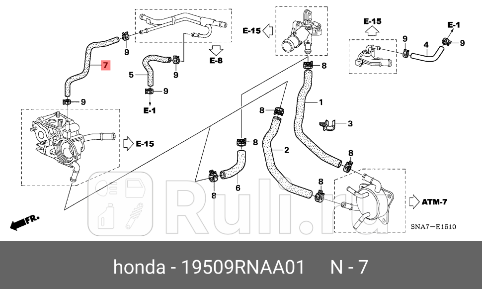 Патрубок HONDA 19509-RNA-A01 0₽