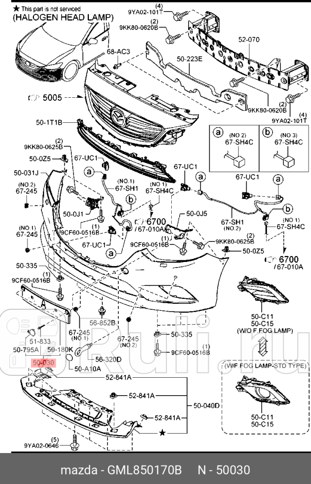 Основание рамки номерного знака MAZDA GML850170B 0₽