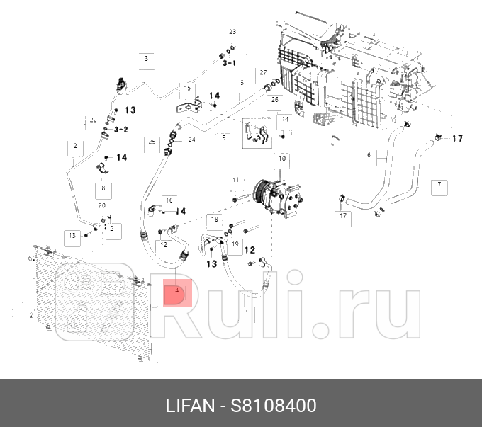 ТРУБКА КОНДИЦИОНЕРА LIFAN X60 Lifan S8108400 2240₽