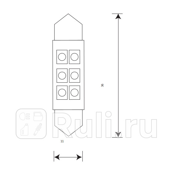 Светодиод 24 В 10 Вт салонный 3638 мм белый 6 SMD 10 шт Маяк МАЯК 24T11x38-W6SMD 1270₽