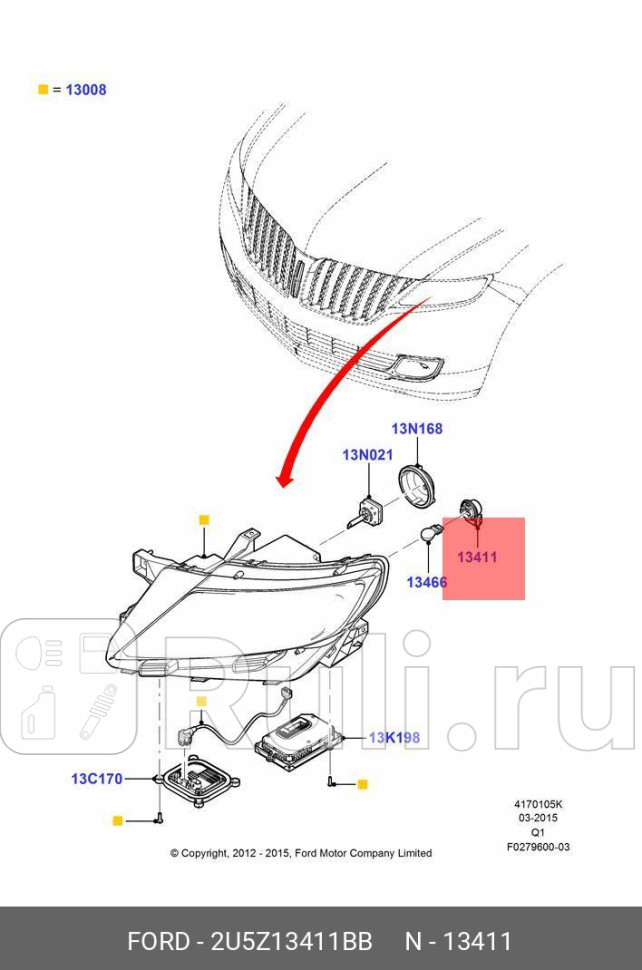 ПАТРОН ЛАМПОЧКИ FORD 2U5Z-13411-BB 0₽