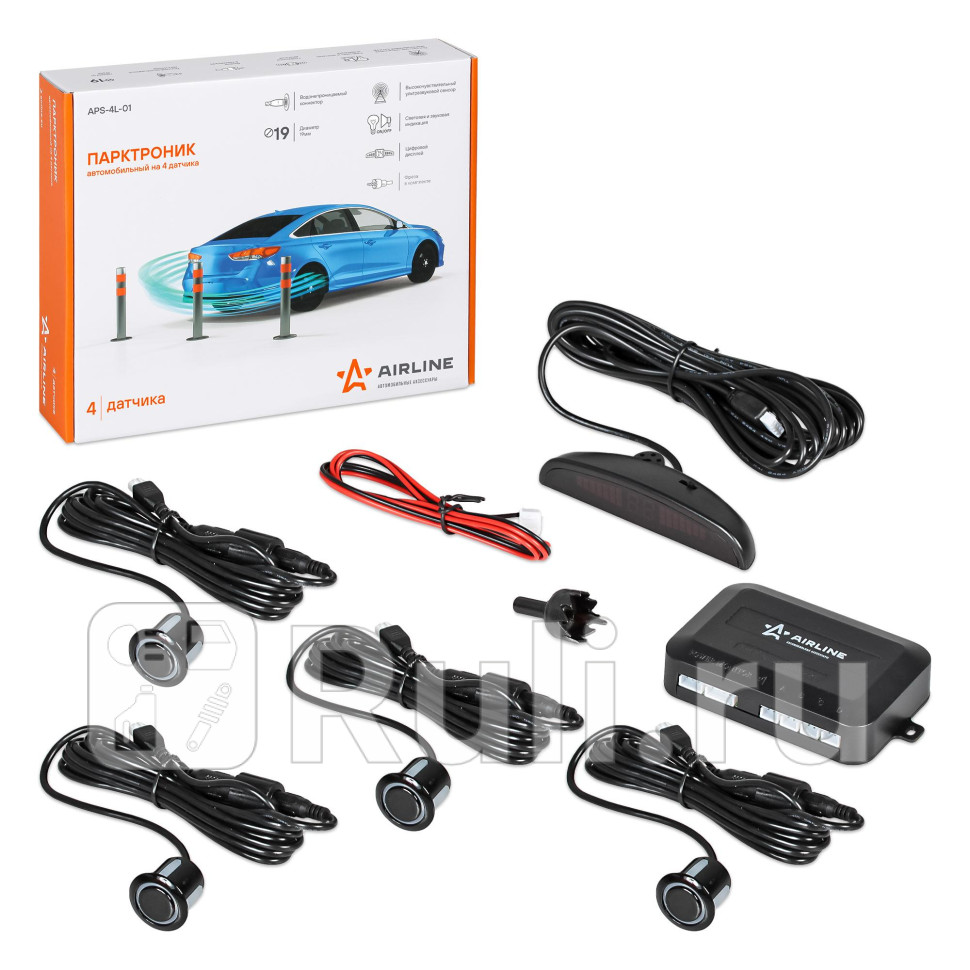 Парктроник на 4 датчика черные LED дисплей APS-4L-01 AIRLINE aps-4l-01 2140₽